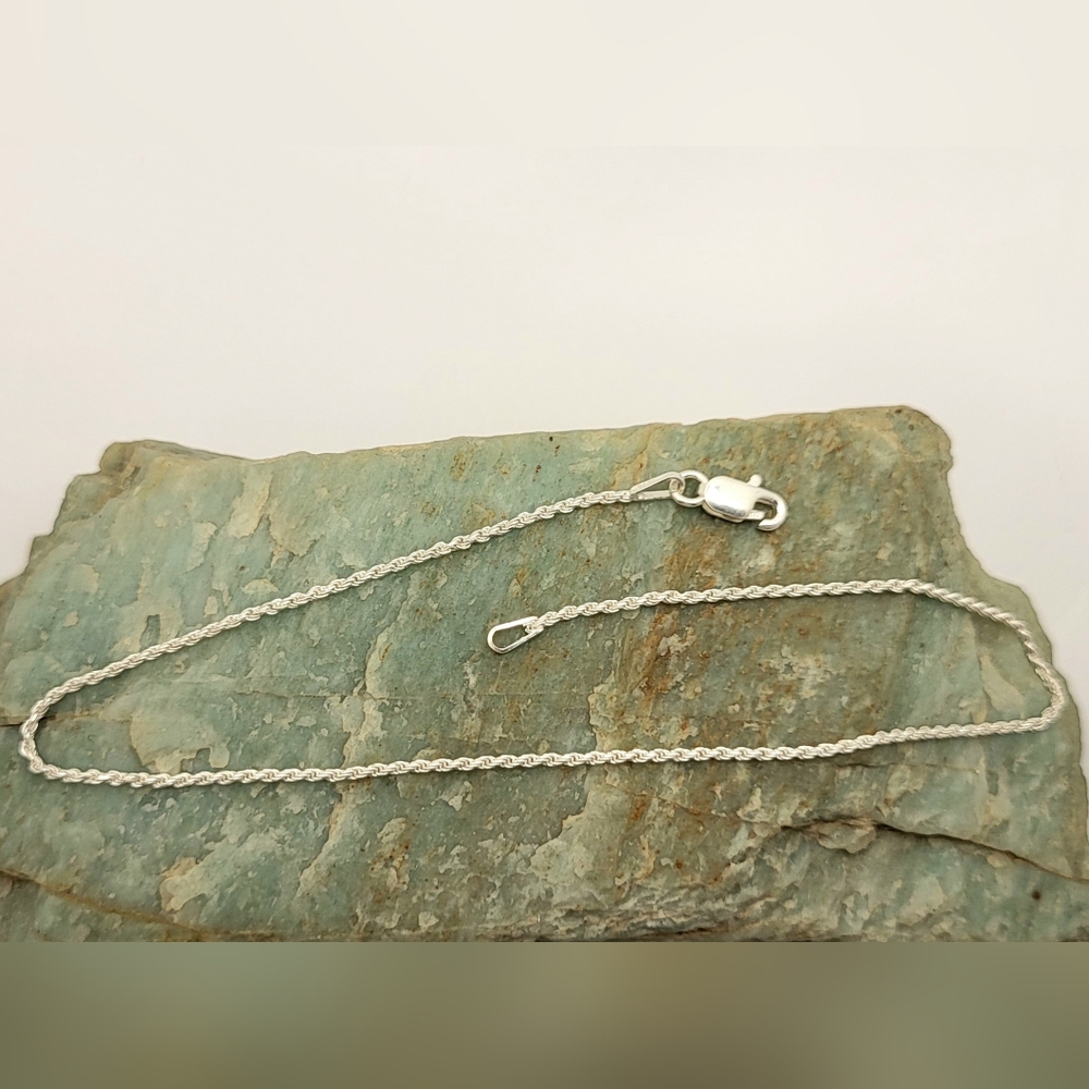 Italian Sterling Silver Rope Anklet or Bracelet 9" NEW